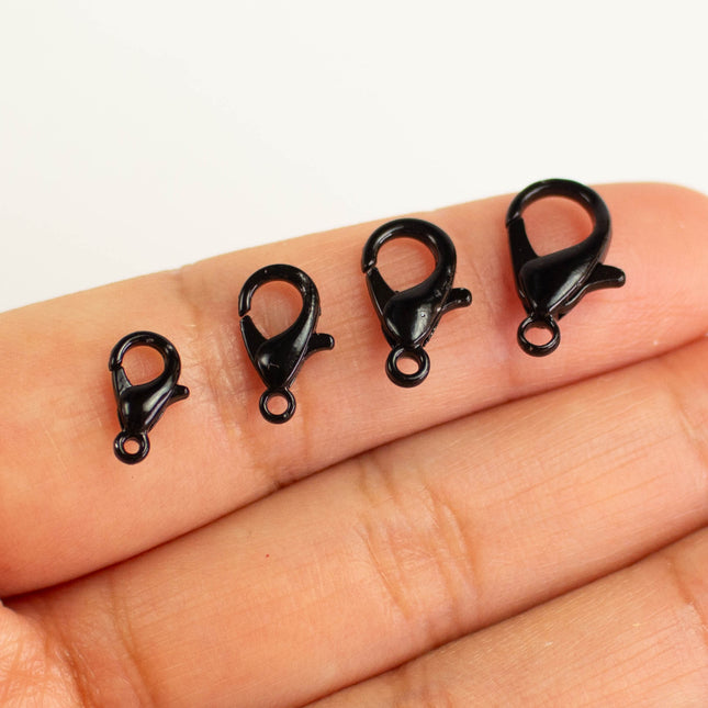Black Finished Alloy Lobster Clasps, Multiples Sizes