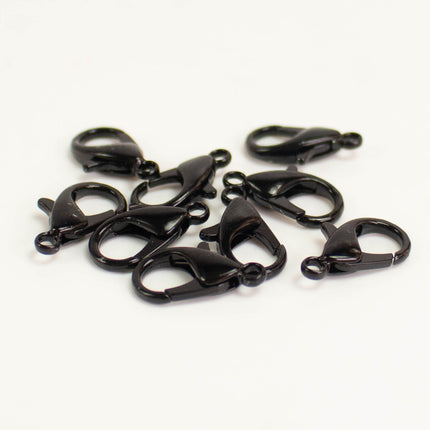 Black Finished Alloy Lobster Clasps, Multiples Sizes