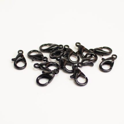 Black Finished Alloy Lobster Clasps, Multiples Sizes
