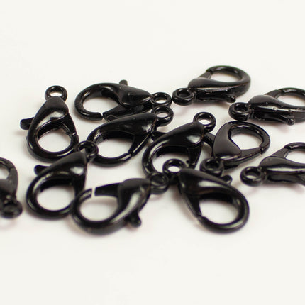 Black Finished Alloy Lobster Clasps, Multiples Sizes