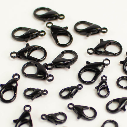 Black Finished Alloy Lobster Clasps, Multiples Sizes
