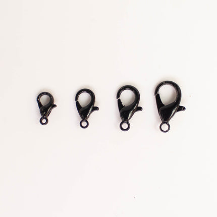 Black Finished Alloy Lobster Clasps, Multiples Sizes