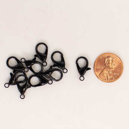Black Finished Alloy Lobster Clasps, Multiples Sizes
