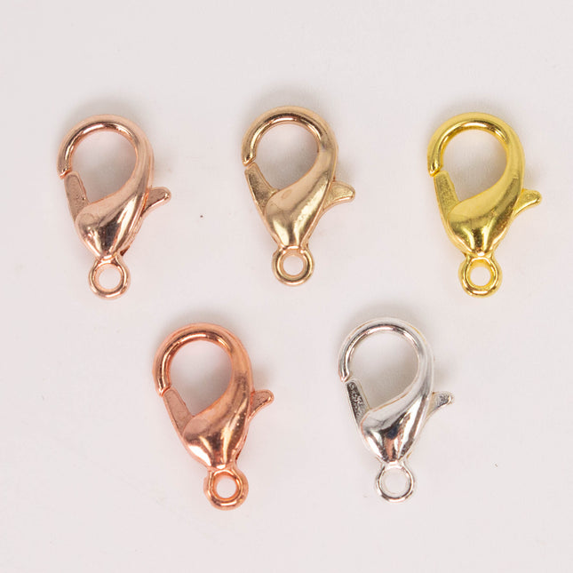 Anti Tarnish 12x7mm Lobster Clasps, Multiple colors and quantities