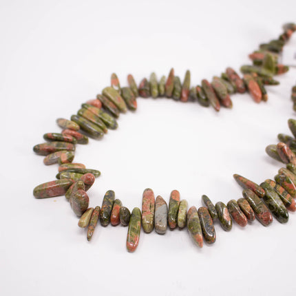 AAA Natural Unakite Stick Beads, Polished Pebble Chips, 15.5 Inch Strand