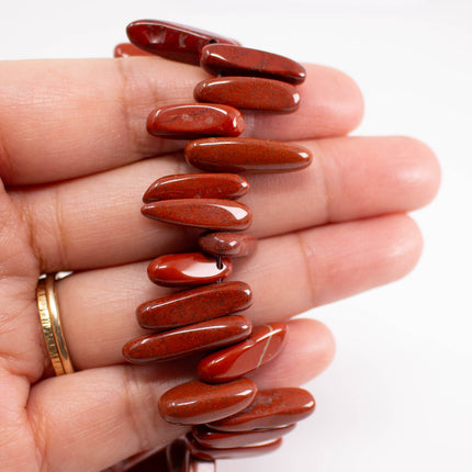 AAA Natural Red Jasper Stick Beads | 15.5" Strand
