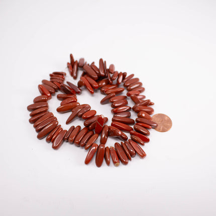 AAA Natural Red Jasper Stick Beads | 15.5" Strand