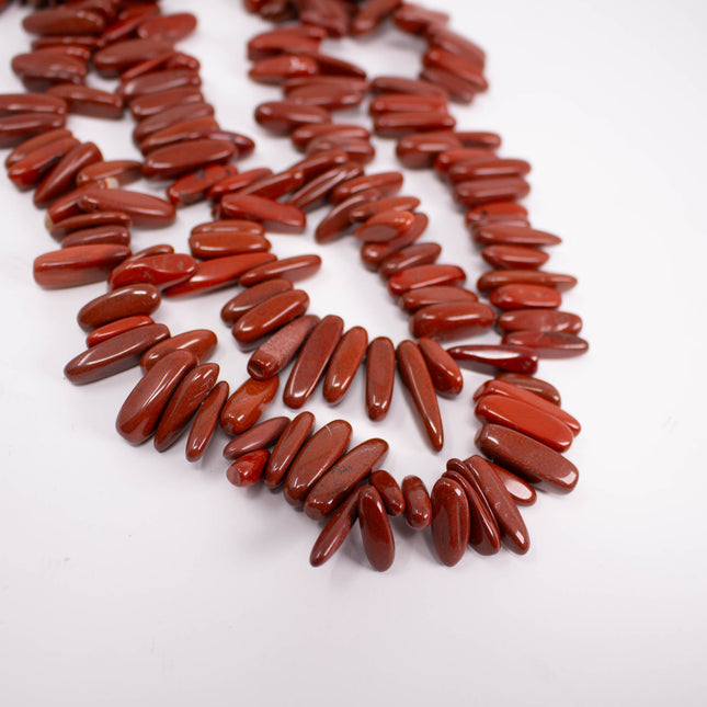 AAA Natural Red Jasper Stick Beads | 15.5" Strand