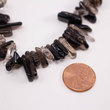 AAA Smoky Quartz Chip Beads, 11-21mm Slim Gemstone Stick Chips, Jewelry Making Supplies