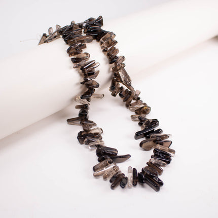 AAA Smoky Quartz Chip Beads, 11-21mm Slim Gemstone Stick Chips, Jewelry Making Supplies