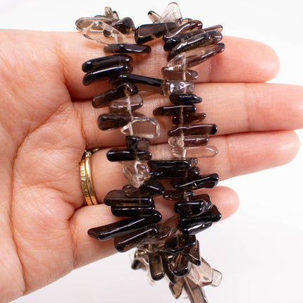 AAA Smoky Quartz Chip Beads, 11-21mm Slim Gemstone Stick Chips, Jewelry Making Supplies