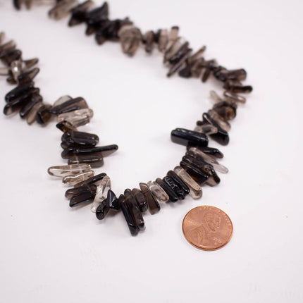 AAA Smoky Quartz Chip Beads, 11-21mm Slim Gemstone Stick Chips, Jewelry Making Supplies