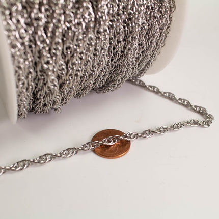 Stainless Steel Rope Chain 5.7mm 20g, Heavy Unsoldered Chain by the Foot, DIY Jewelry Making Supplies