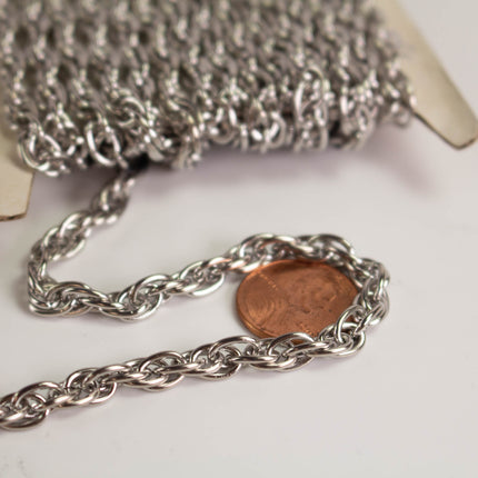 Stainless Steel Rope Chain 5.6x8.0mm 1.2mm, Heavy Unsoldered Chain by the Foot, DIY Jewelry Making Supplies