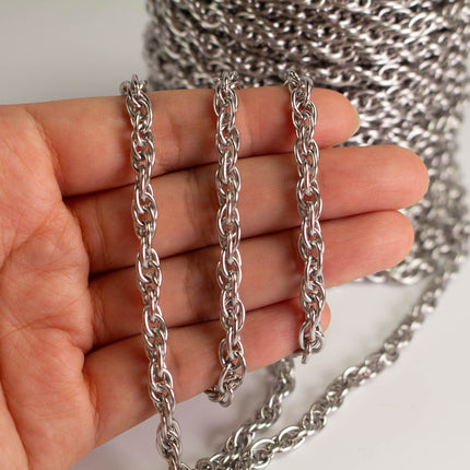Stainless Steel Rope Chain 5.6x8.0mm 1.2mm, Heavy Unsoldered Chain by the Foot, DIY Jewelry Making Supplies