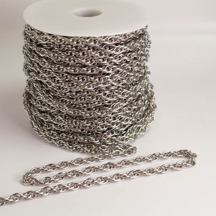 Stainless Steel Rope Chain 5.6x8.0mm 1.2mm, Heavy Unsoldered Chain by the Foot, DIY Jewelry Making Supplies