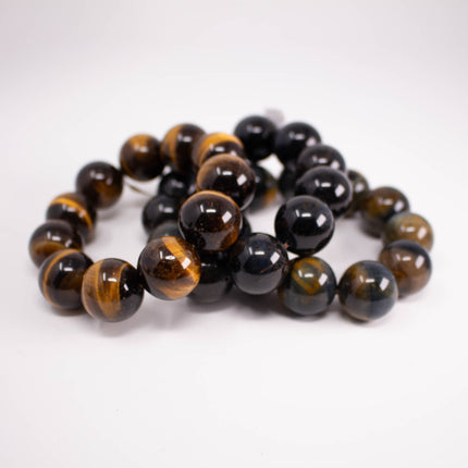 Natural Tiger’s Eye Bracelet, 20mm Large Beads, 11-Bead, Gold & Blue Gemstone, AAA Grade