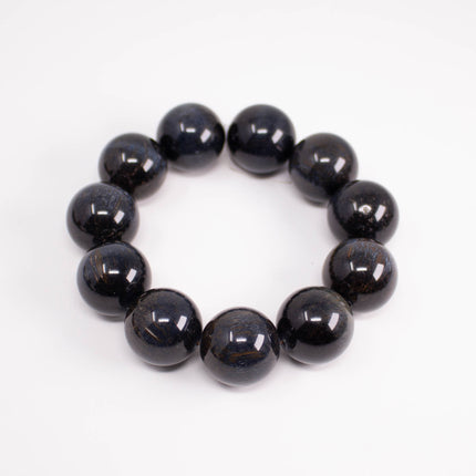 Natural Tiger’s Eye Bracelet, 20mm Large Beads, 11-Bead, Gold & Blue Gemstone, AAA Grade