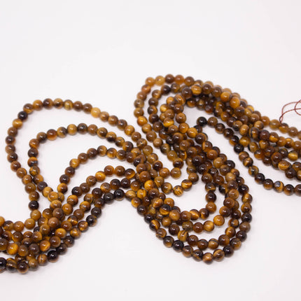 Natural Tiger’s Eye Beads 4mm, Round Smooth, 15 Inch Strand, AAA Chatoyant Gemstone for Jewelry Making