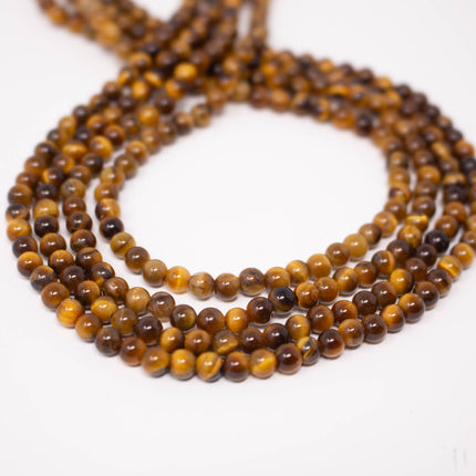 Natural Tiger’s Eye Beads 4mm, Round Smooth, 15 Inch Strand, AAA Chatoyant Gemstone for Jewelry Making
