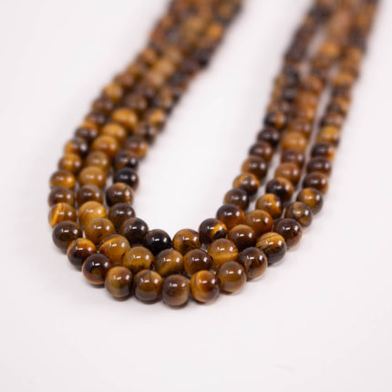 Natural Tiger’s Eye Beads 4mm, Round Smooth, 15 Inch Strand, AAA Chatoyant Gemstone for Jewelry Making