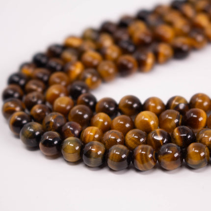 Natural Tiger’s Eye Beads 6mm, Round Smooth, 15 Inch Strand, AAA Gemstone for Jewelry Making