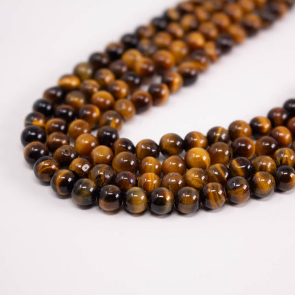 Natural Tiger’s Eye Beads 6mm, Round Smooth, 15 Inch Strand, AAA Gemstone for Jewelry Making