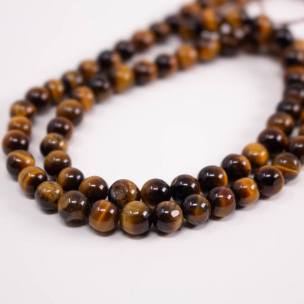 Natural Tiger’s Eye Beads 6mm, Round Smooth, 15 Inch Strand, AAA Gemstone for Jewelry Making