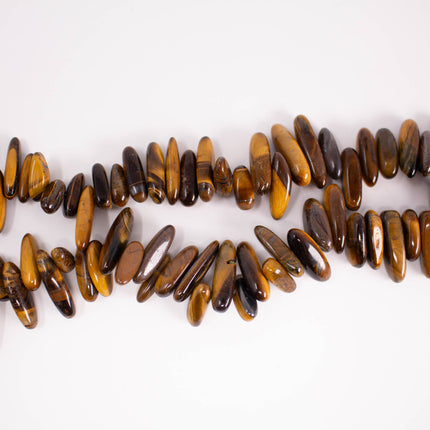 Natural Tiger’s Eye Spike Beads, 10-21mm Long, Tooth Teardrop Point, 15 Inch Strand, AAA Gemstone
