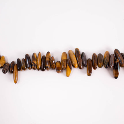 Natural Tiger’s Eye Spike Beads, 10-21mm Long, Tooth Teardrop Point, 15 Inch Strand, AAA Gemstone