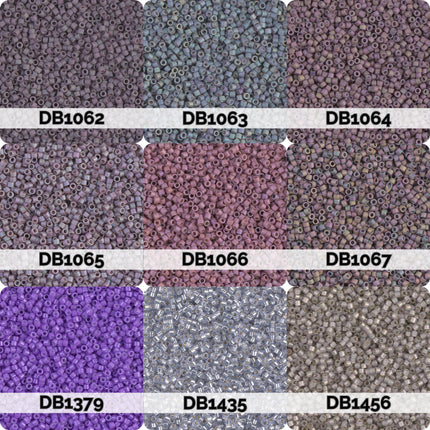nine different colored beads, each with a unique label, arranged in a 3x3 grid.