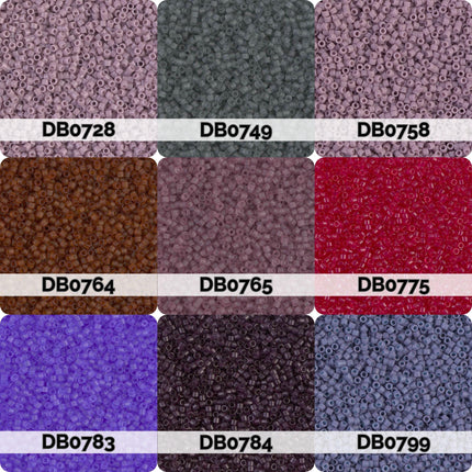 nine different colored beads, each with a unique label, arranged in a 3x3 grid.