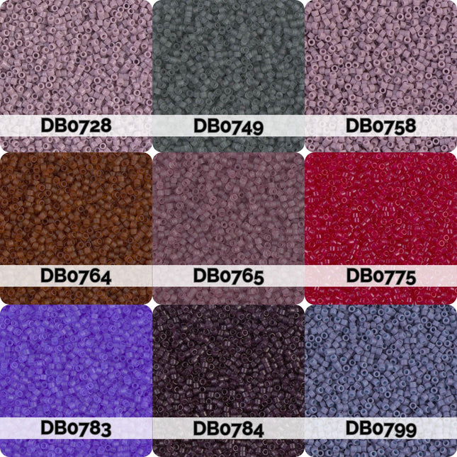 nine different colored beads, each with a unique label, arranged in a 3x3 grid.