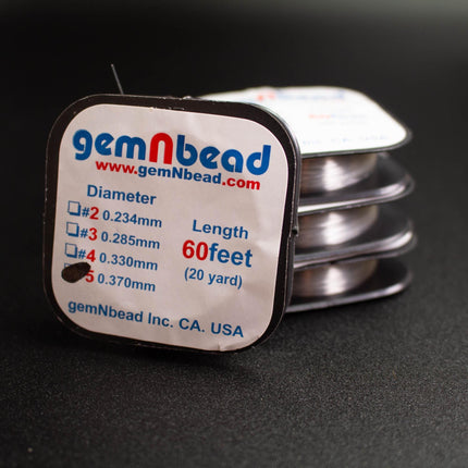 a close-up of a package of gemNbead thread, with the package label visible.