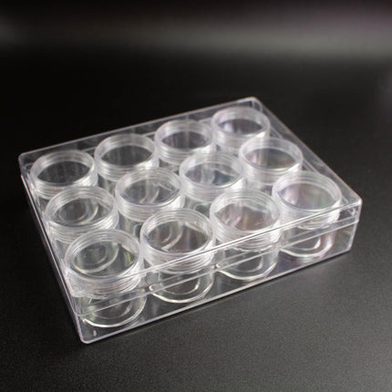 Clear Acrylic Storage Jars - 12 Pack Mini Jars with Craft Storage Case Organizer