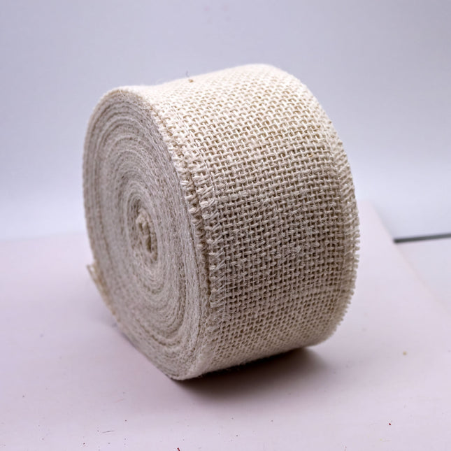 A roll of burlap or burlap-like material is shown in the image.