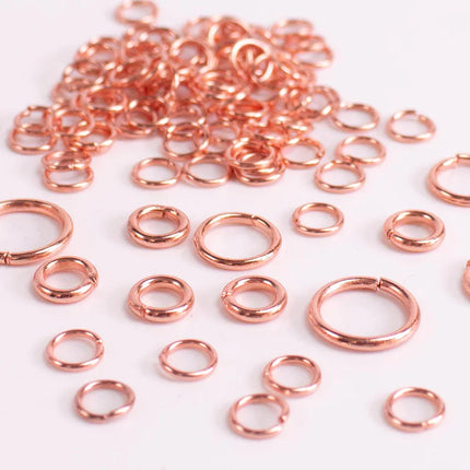 Anti Tarnish Bright Copper Plated Open Jump Rings, Multiple Sizes, Bulk Wholesale
