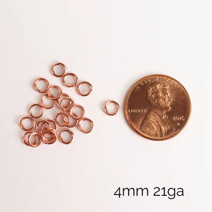Anti Tarnish Bright Copper Plated Open Jump Rings, Multiple Sizes, Bulk Wholesale