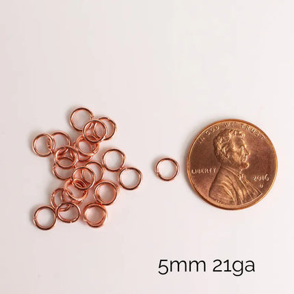 Anti Tarnish Bright Copper Plated Open Jump Rings, Multiple Sizes, Bulk Wholesale