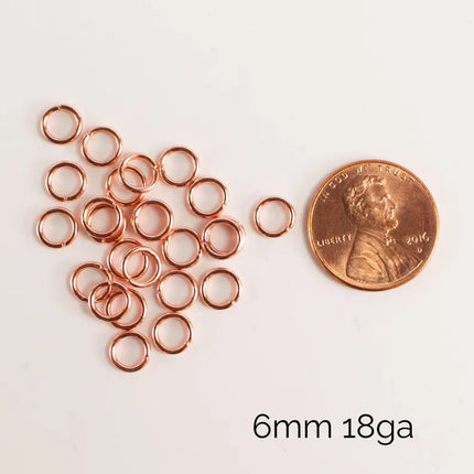 Anti Tarnish Bright Copper Plated Open Jump Rings, Multiple Sizes, Bulk Wholesale
