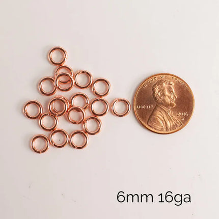 Anti Tarnish Bright Copper Plated Open Jump Rings, Multiple Sizes, Bulk Wholesale