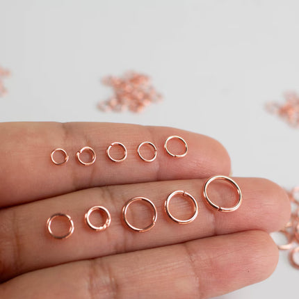 Anti Tarnish Bright Copper Plated Open Jump Rings, Multiple Sizes, Bulk Wholesale