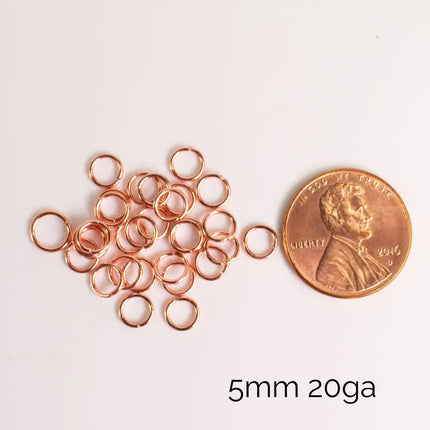 Anti Tarnish Bright Copper Plated Open Jump Rings, Multiple Sizes, Bulk Wholesale