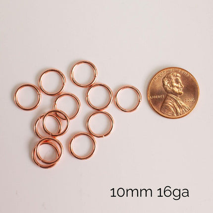 Anti Tarnish Bright Copper Plated Open Jump Rings, Multiple Sizes, Bulk Wholesale