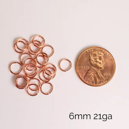 Anti Tarnish Bright Copper Plated Open Jump Rings, Multiple Sizes, Bulk Wholesale