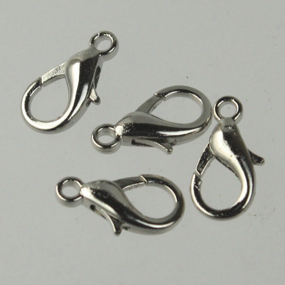 100 pcs 16x8mm Rhodium Antique Silver extra LARGE 16mm 5/8 inch lobster claw clasp