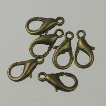 100 pcs 16x8mm Antique Brass/Bronze extra LARGE 16mm 5/8 inch lobster claw clasp