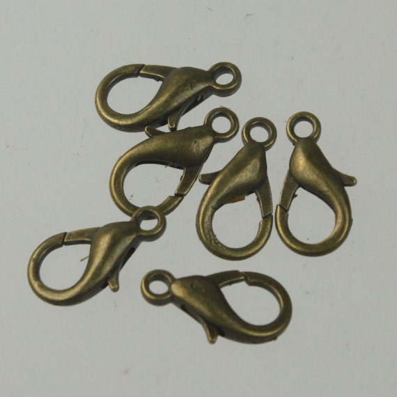 100 pcs 16x8mm Antique Brass/Bronze extra LARGE 16mm 5/8 inch lobster claw clasp