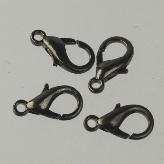 100 pcs 16x8mm Gunmetal extra LARGE 16mm 5/8 inch lobster claw clasp