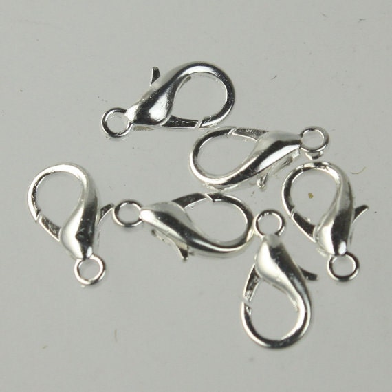 100 pcs 16x8mm Sterling Silver Plated extra LARGE 16mm 5/8 inch lobster claw clasp